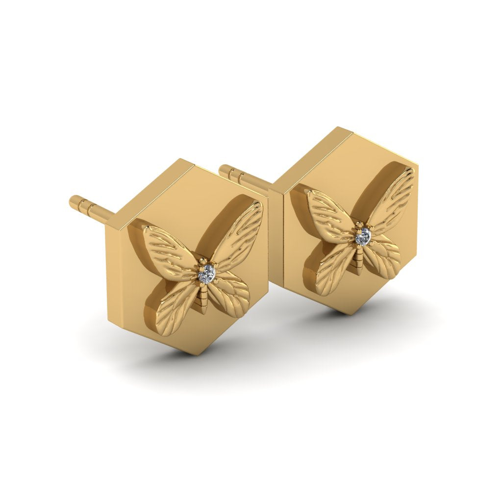 Hexagon Butterfly Studs